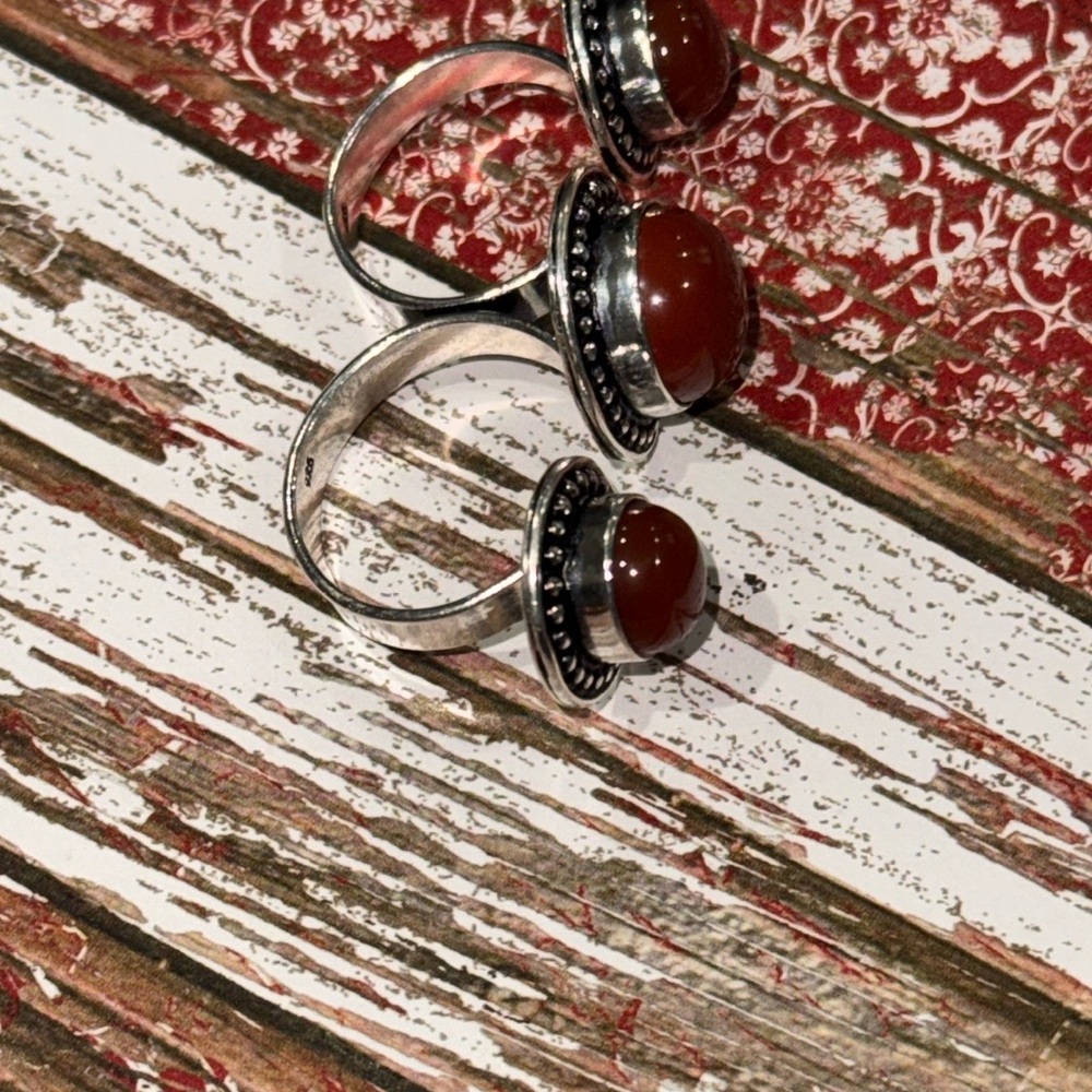 Double Carnelian Silver Ring - image 7